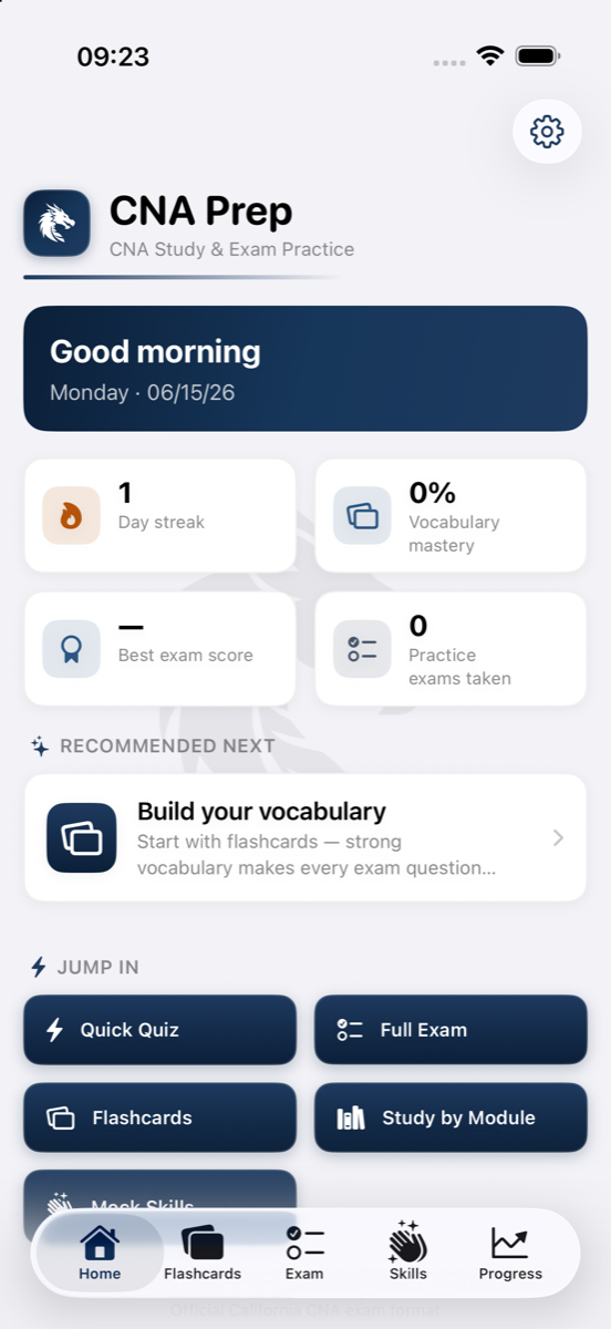 Draco CNA Prep running on iPhone